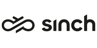 Sinch logo: stylized infinity symbol with a small line at the top, next to the word 