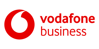 Vodafone Business logo: a red circle with a white cutout and the words 