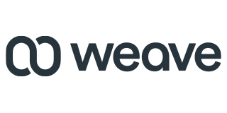 Weave logo: Dark gray infinity symbol next to the word 
