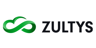 Green infinity symbol next to the word ZULTY, both on a white background.