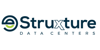 Logo of Struxture Data Centers, text in dark blue and a green accent in the symbol.