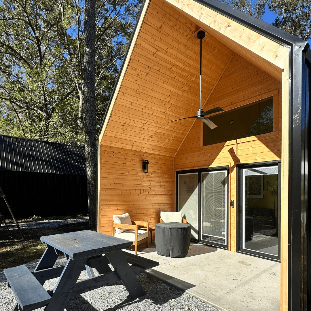 Blue heron tiny home riverfront vacation rental Greenville sc