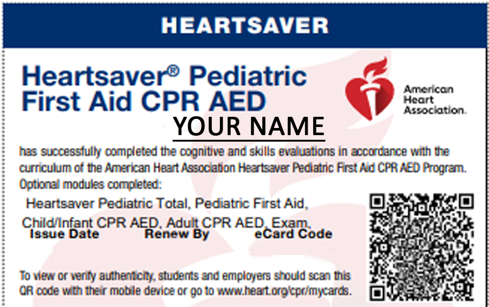  American Heart Association HeartSaver Pediatric First Aid CPR & AED Certification Course at Willow Grove CPR