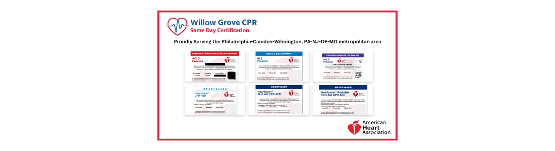 An image featuring the logos of Willow Grove CPR and the American Heart Association to represent the
