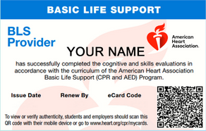 a bls provider card that says your name on it