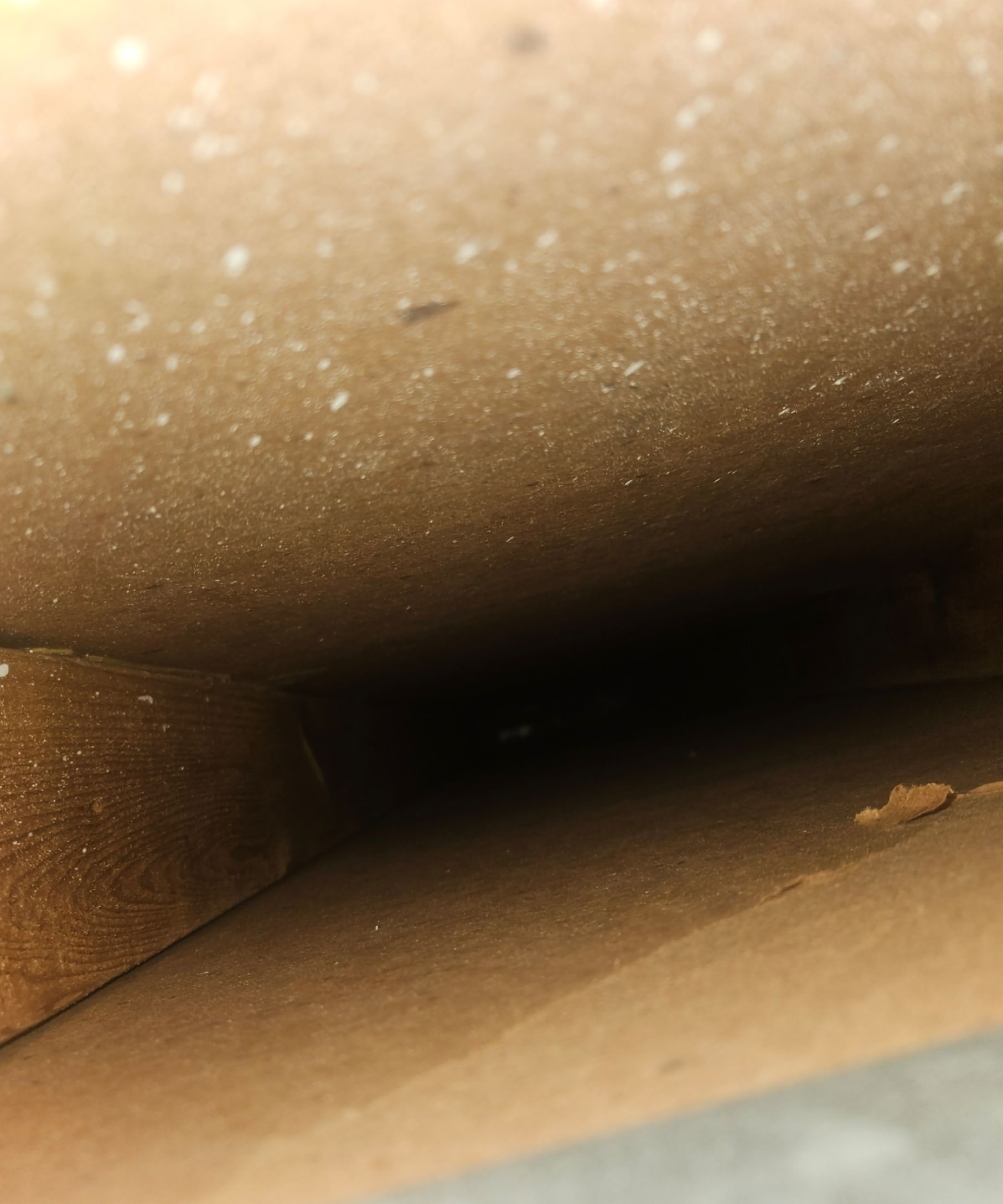 A close up of the inside of a cardboard box.