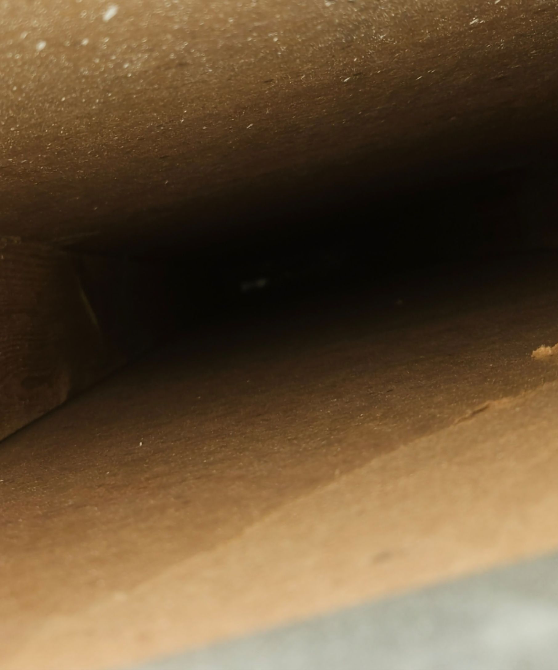 A close up of the inside of a cardboard box.
