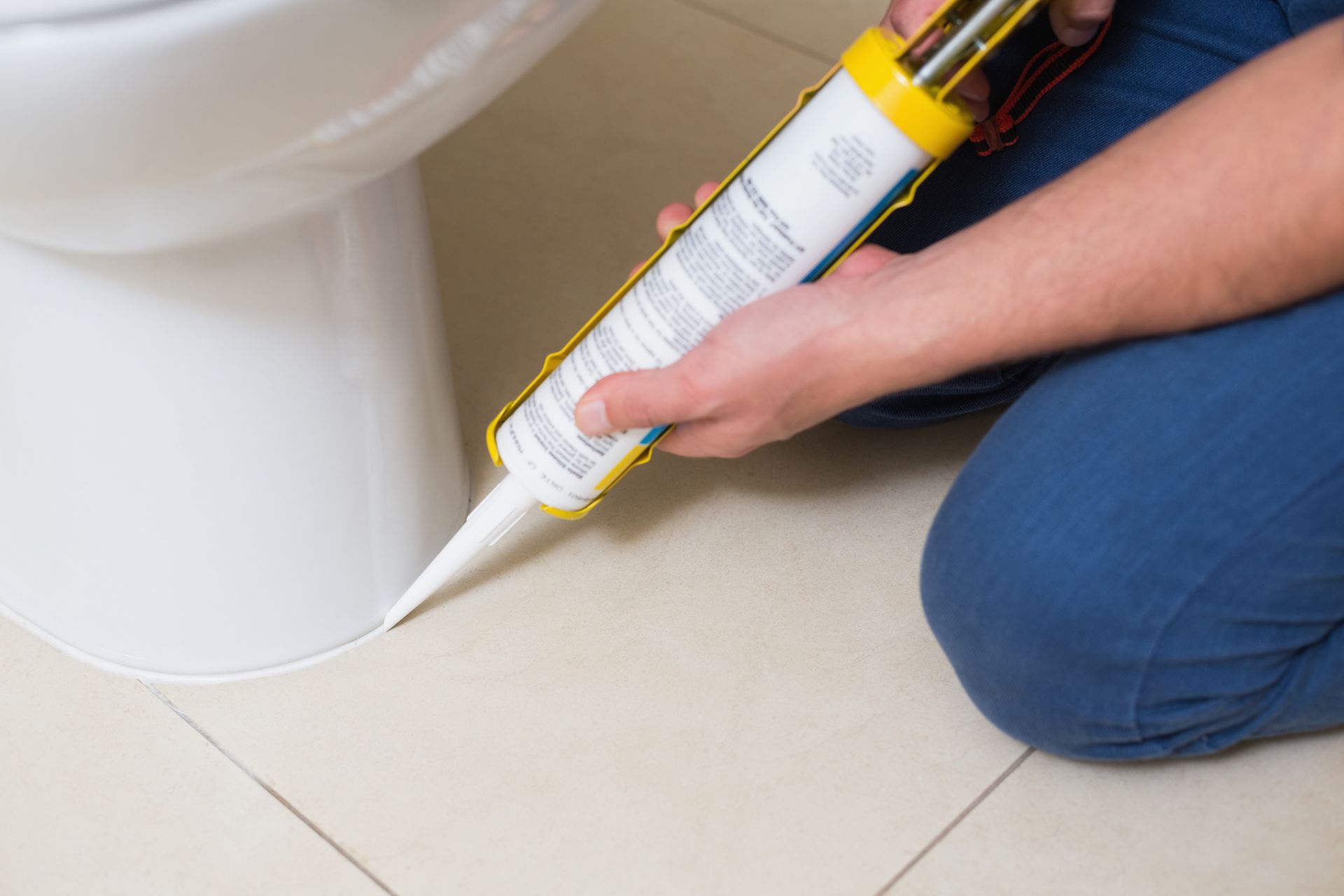 fixing toilet washroom with silicone cartridge