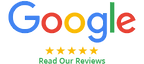 A google logo that says `` read our reviews '' on a white background.