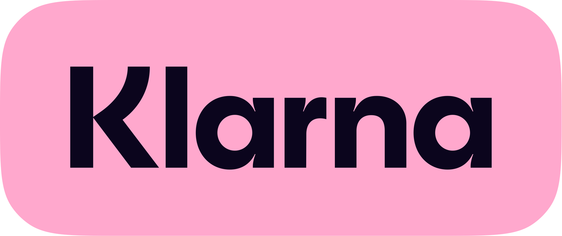 Logo Klarna in nero su sfondo rosa rettangolare con angoli arrotondati.