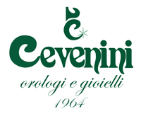 Logo Cevini in verde scuro con la scritta “orologi e gioielli” e “1904” su sfondo bianco.