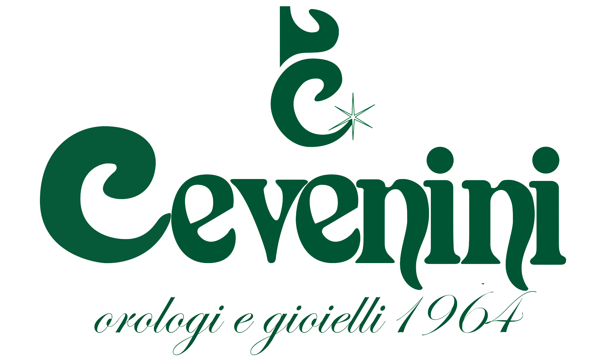 Logo Cecenini verde con emblema stilizzato e la scritta “orologeria e gioielli 1904”