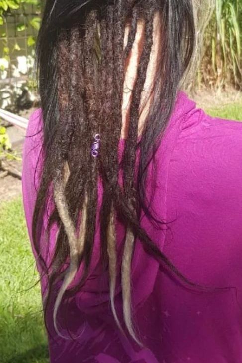 real hair blonde and brown dread extenions, partial dreads, sneaky dreads