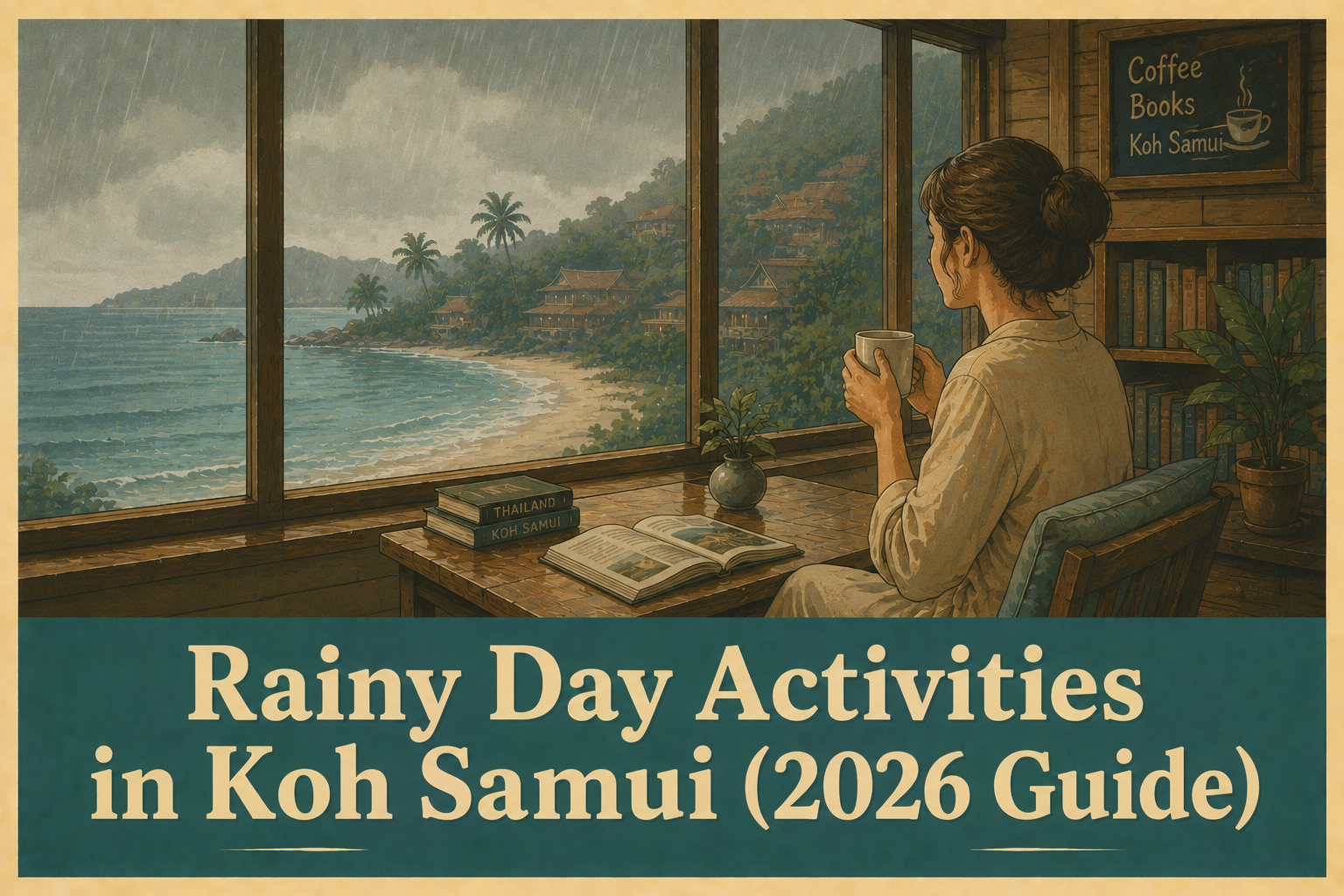 Rainy day activities in Koh Samui featuring cafes, spas, and tropical island views