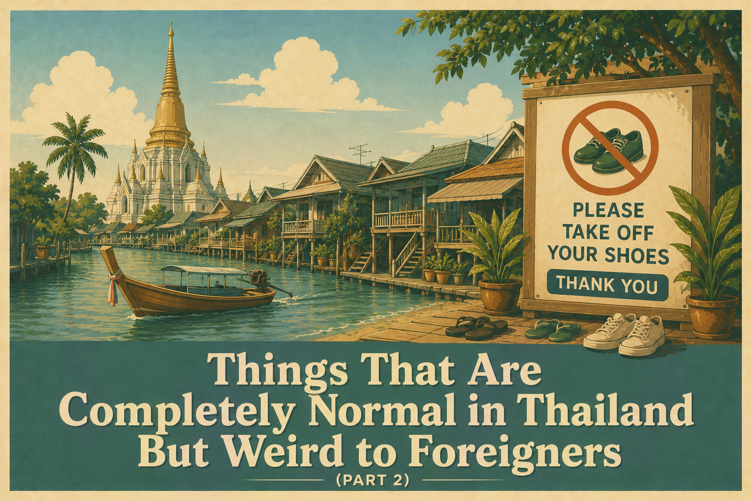 Foreign traveler experiencing unique everyday Thai culture and customs in Thailand part2