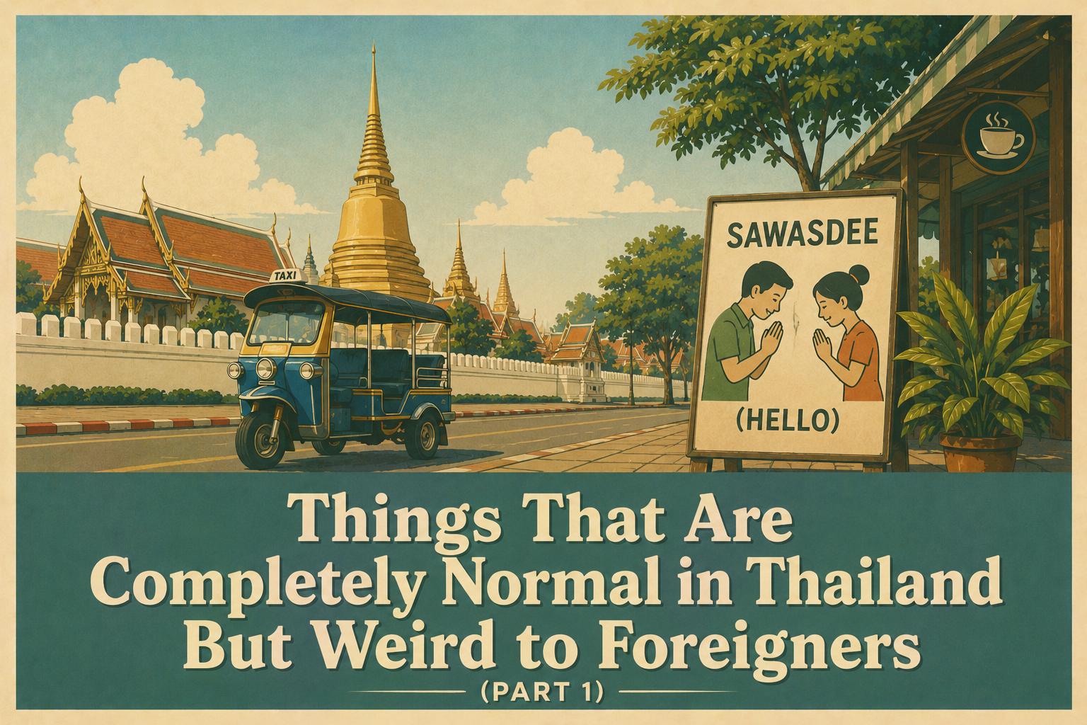 Foreign traveler experiencing unique everyday Thai culture and customs in Thailand Part1