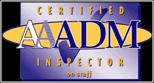 A certified aadm inspector on staff logo