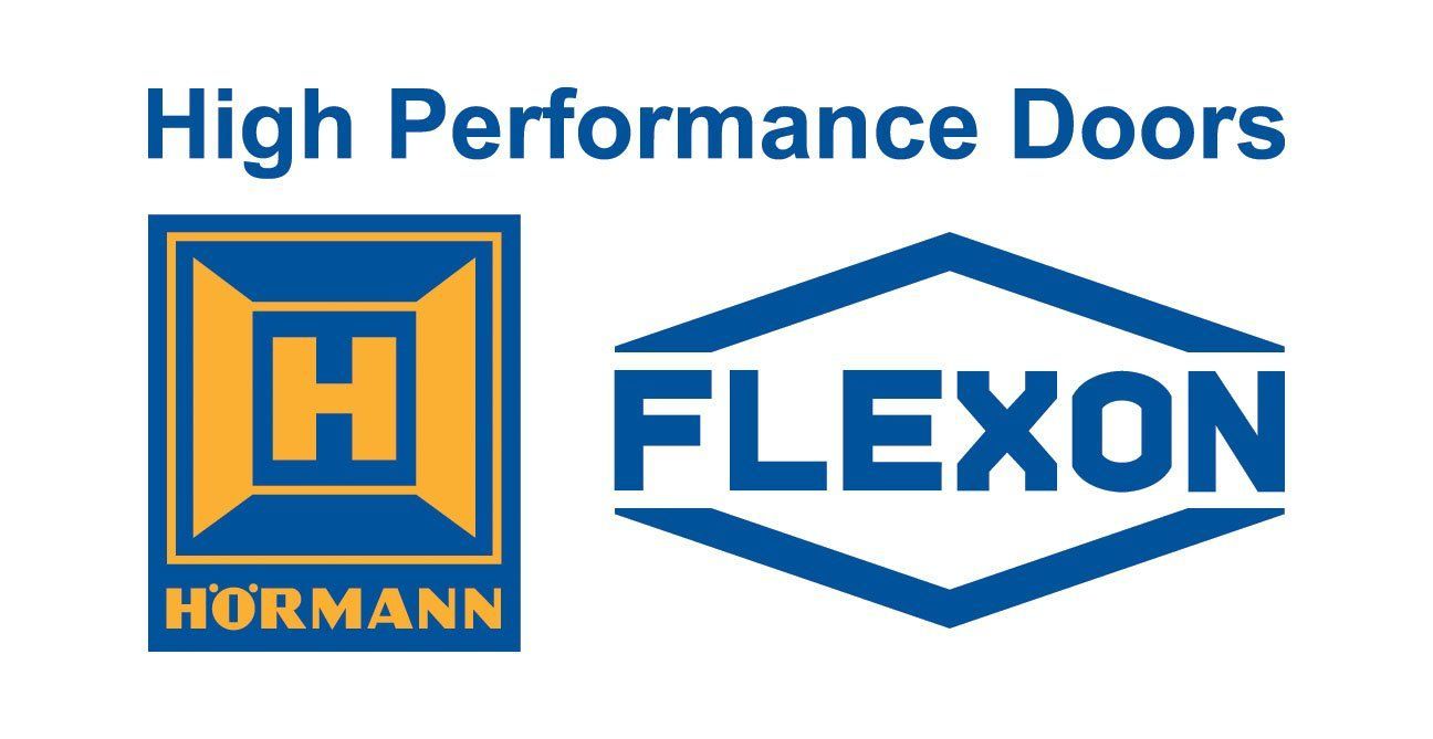 The logos for hormann and flexon are shown on a white background.