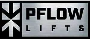A logo for pflow lifts with an arrow pointing up