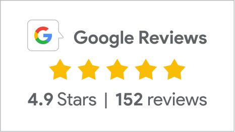 Google Reviews icon with 4.9 stars out of 5 from 152 reviews.