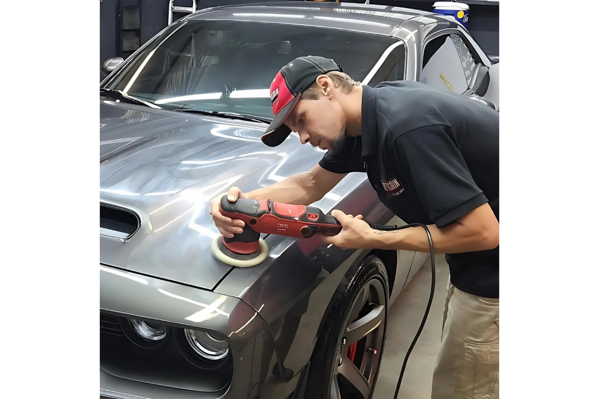 Paint correction and polishing with a dual-action polisher for the Enhanced Detailing Package in Newnan, GA
