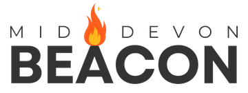 Logo for Mid Devon Beacon with flame over the letter A.