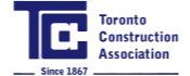 The logo for the toronto construction association is blue and white.