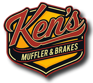 A logo for ken 's muffler and brakes