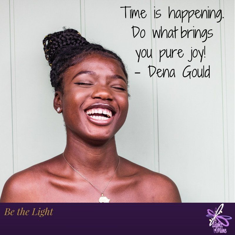 a beautiful african american woman with a big smile and a motivational quote by Dena Gould