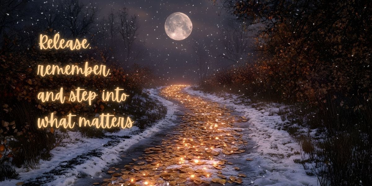 a glowing path of light in the snow