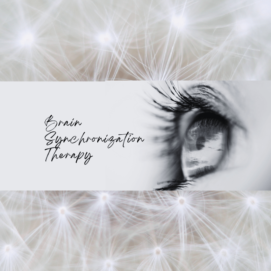An eye and neurons and the text title :Brain Synchronization Therapy