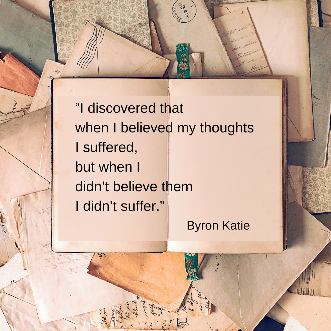 a journal with a byron katie quote on it