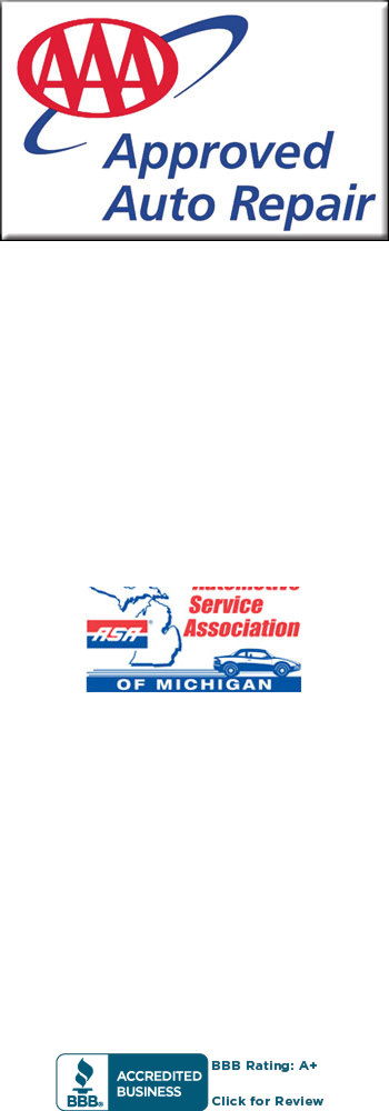 Three logos - AAA Approved Auto Rpair, ASA of Michigan, BBB Accredited Business | Quality Car & Truck Repair