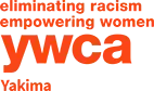 YWCA logo: orange text reads 