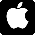 The apple logo is white on a black background.