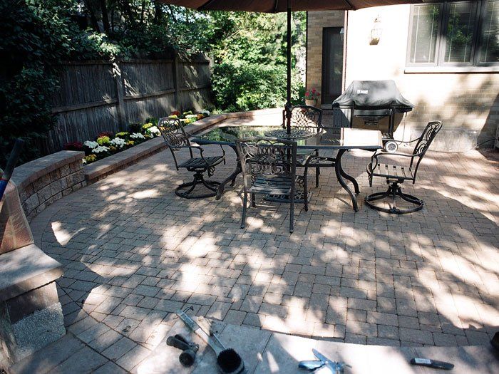 Front Yard Patio and Wall — Highland Park, IL — Aurelio Landscaping
