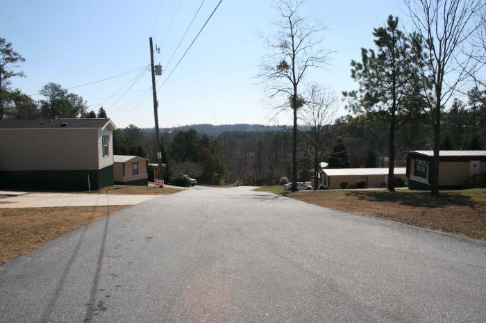 Garden Springs Homes - Street view of mobile homes