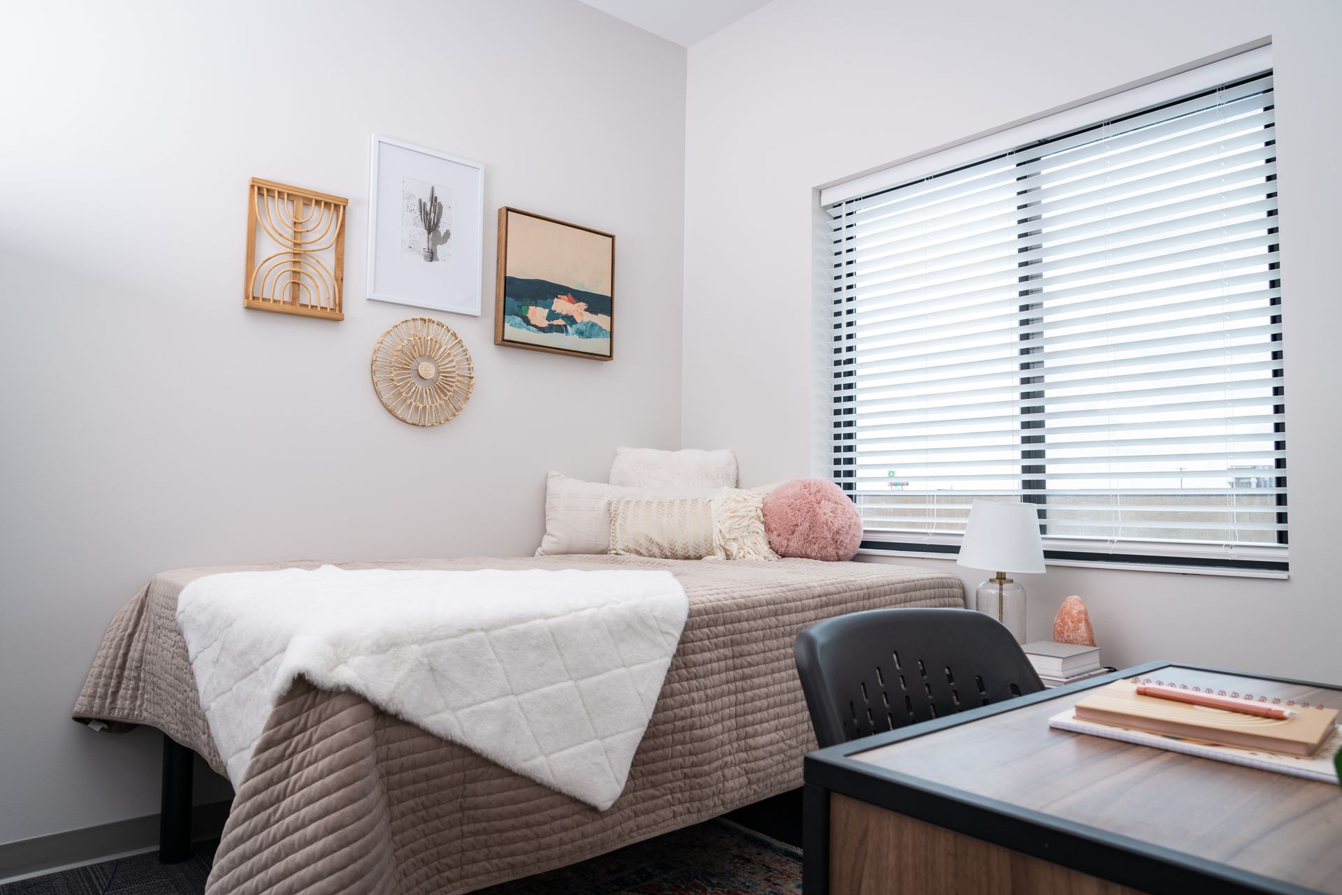 View of a bedroom in an apartment at College Suites in Peosta, Iowa close to NICC's college campus