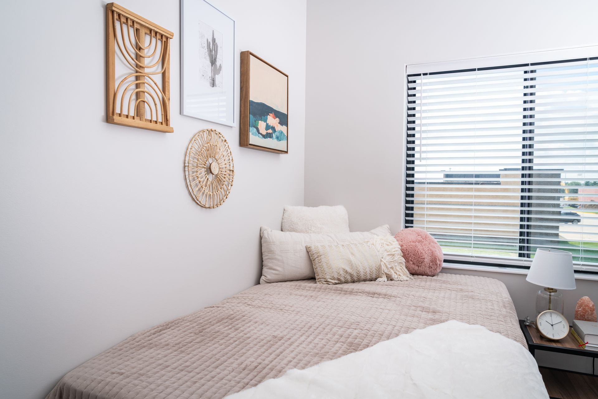 View of a bedroom in an apartment at College Suites in Peosta, Iowa close to NICC's college campus