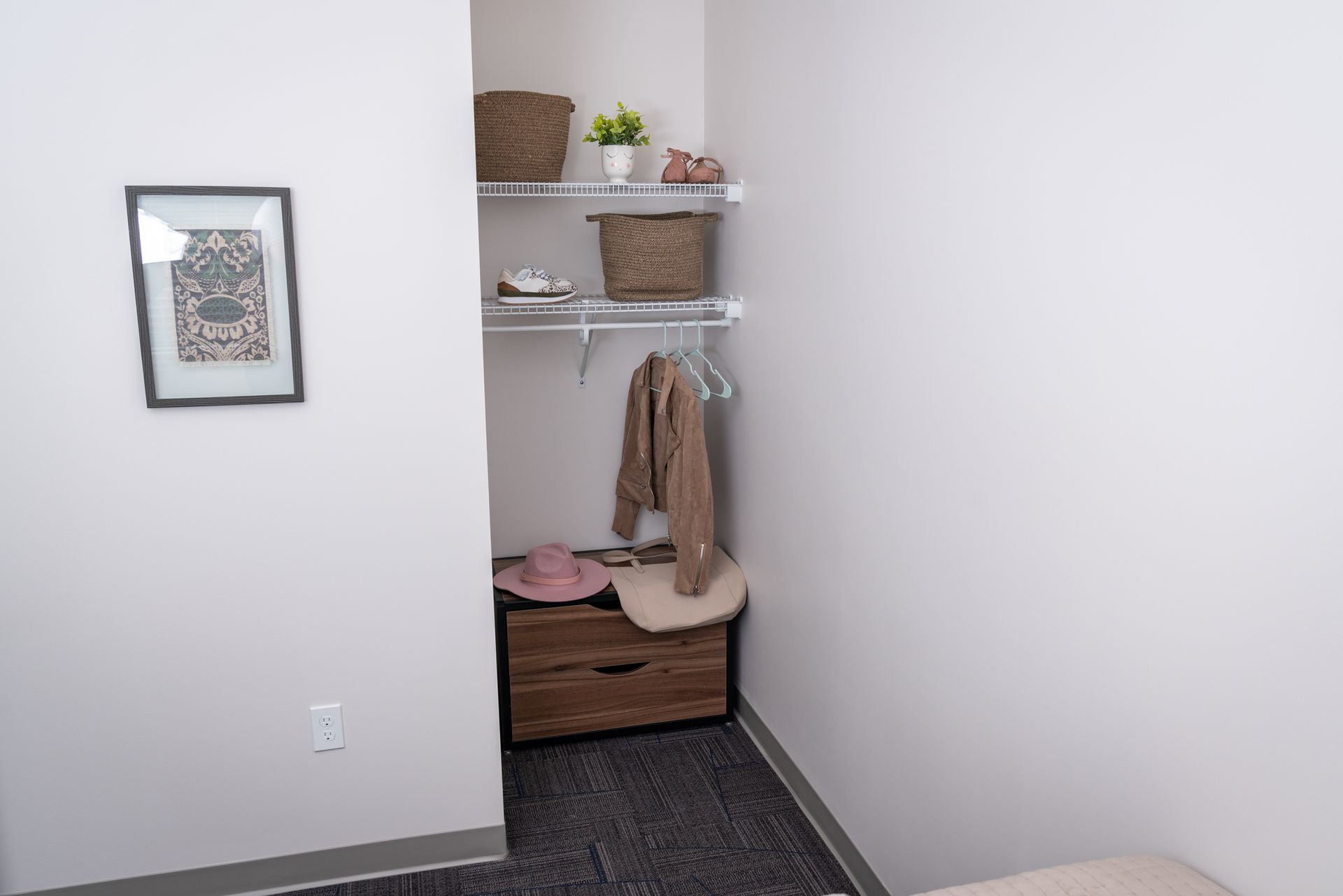 View of a bedroom in an apartment at College Suites in Peosta, Iowa close to NICC's college campus