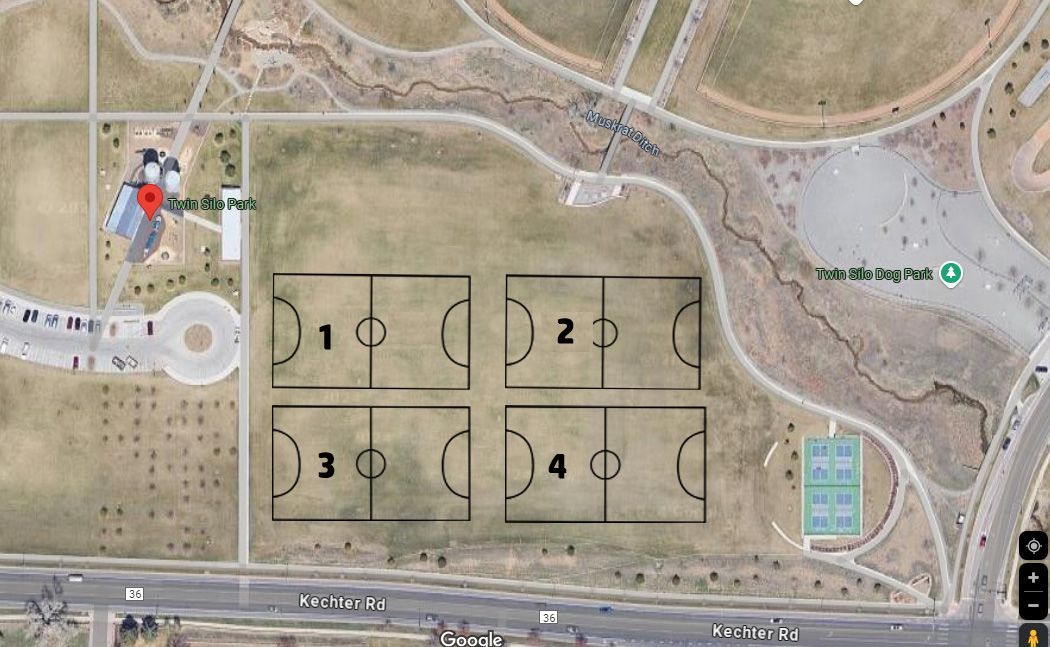 Field maps for Arsenal soccer at Twin Silo Park in Fort Collins. Last updated for the Spring 26 season