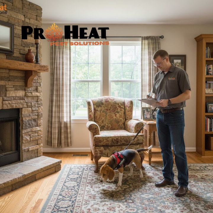 Gary Johnston and Zeb conducting inspection in a typical Southeastern Ohio home interior