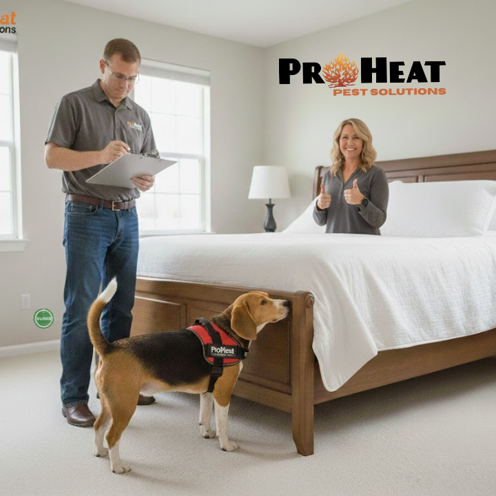 Diagram explaining difference between bed bug recurrence and re-infestation after treatment