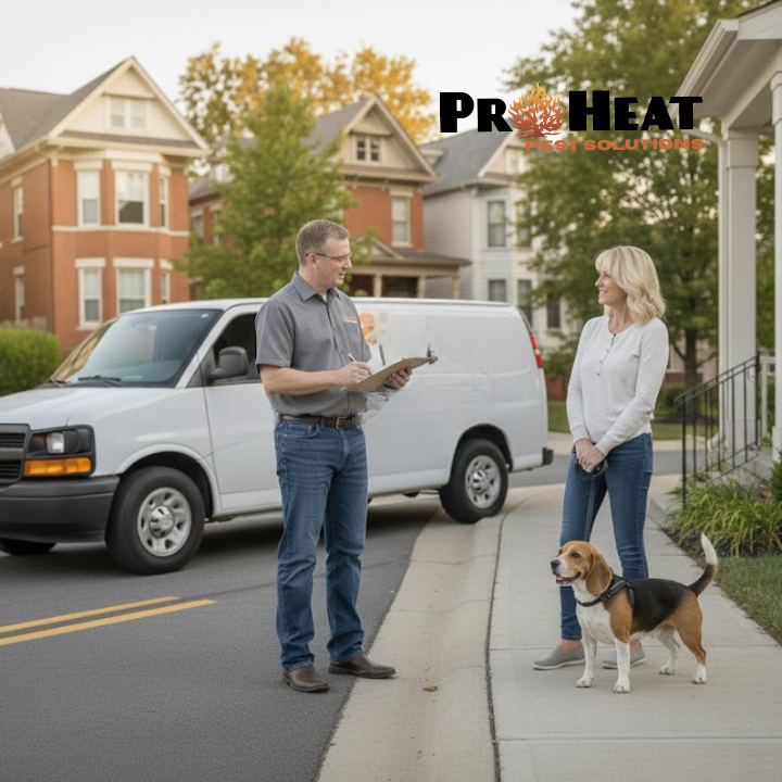 Bed bug removal near me service map showing same-day to 48-hour response zones across 15 Southeastern Ohio counties