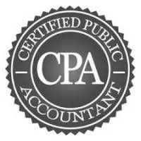 A certified public accountant seal on a white background.