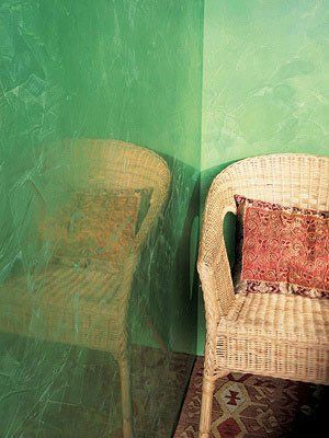 pareti tinteggiate di verde con effetto sfumato