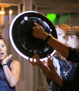 Roaming photo booth capturing a special moment