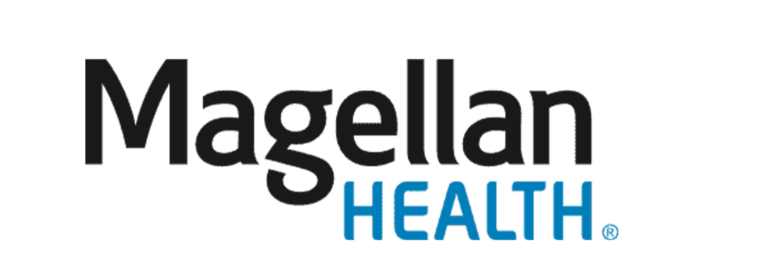 The magellan health logo is black and blue on a white background.