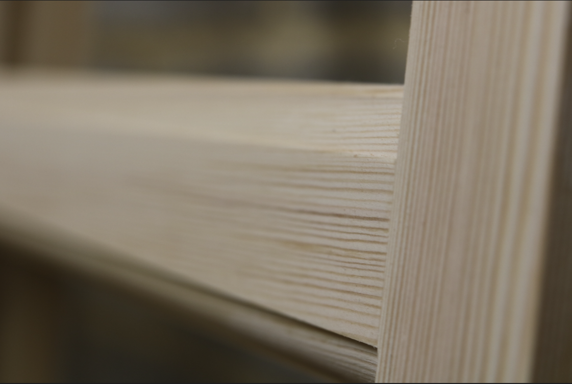 Close up image of unfinished windows in a workshop