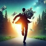 A blue speech bubble with the word saatchi on it.